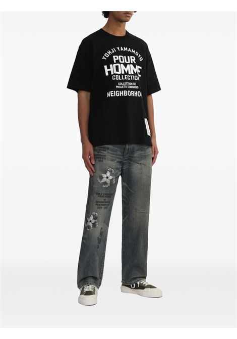 Black slogan-print T-shirt Yohji yamamoto - men Yohji Yamamoto | HPT909972